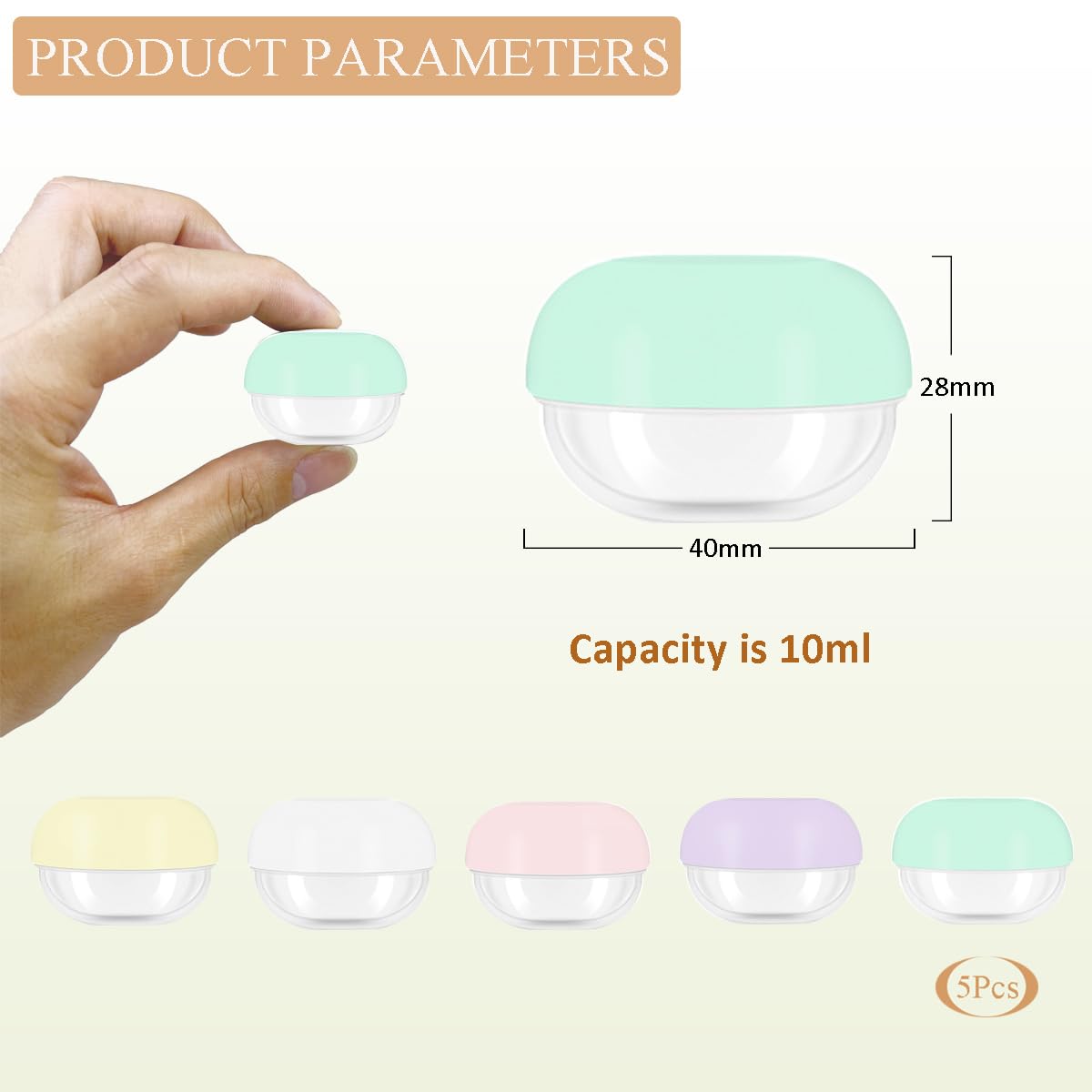 5 Pcs 10Ml Small Travel Containers - Convenient Travel Jars For Creams, Travel Lotion Container, Travel Makeup Containers Essent